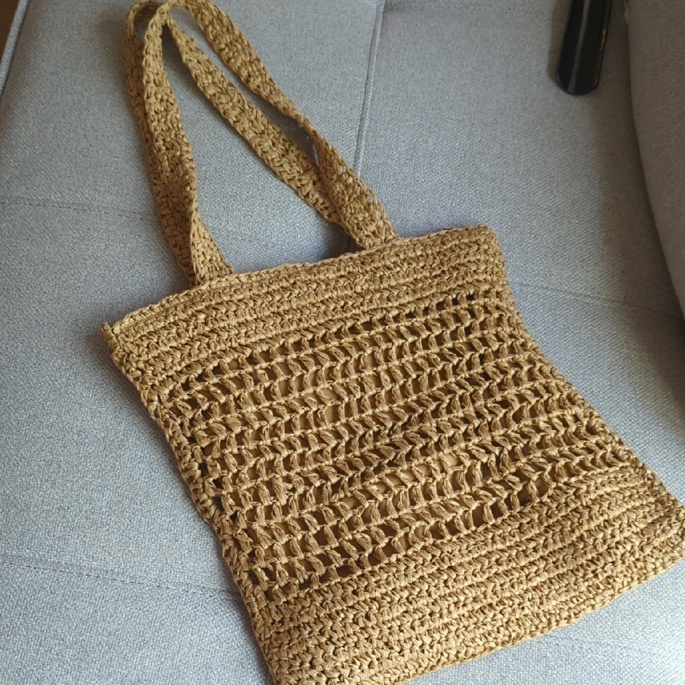 Handwoven Tan Crochet Tote Bag